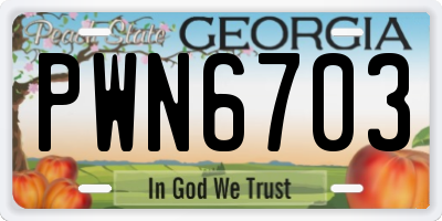 GA license plate PWN6703