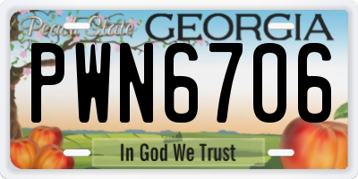 GA license plate PWN6706