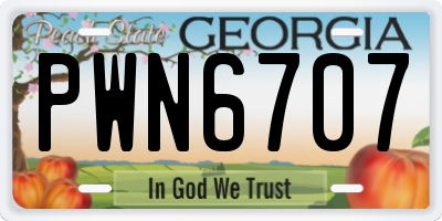 GA license plate PWN6707