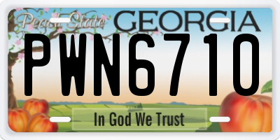 GA license plate PWN6710