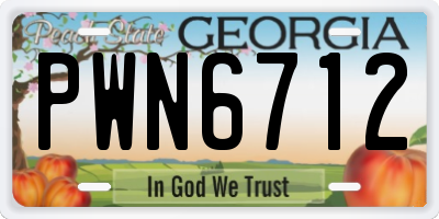 GA license plate PWN6712