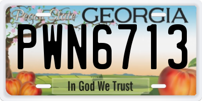 GA license plate PWN6713