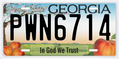 GA license plate PWN6714