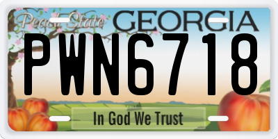 GA license plate PWN6718