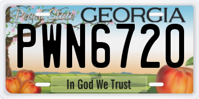 GA license plate PWN6720