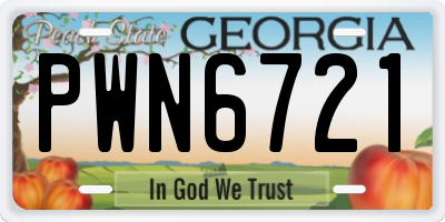 GA license plate PWN6721