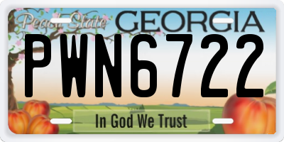 GA license plate PWN6722