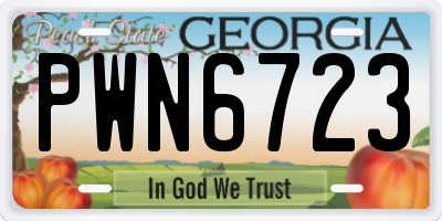 GA license plate PWN6723