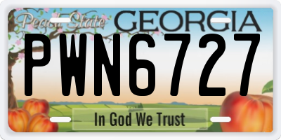 GA license plate PWN6727