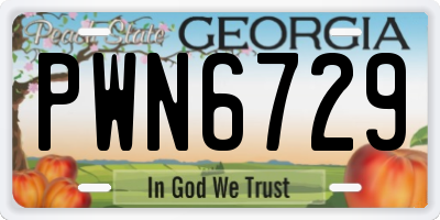 GA license plate PWN6729