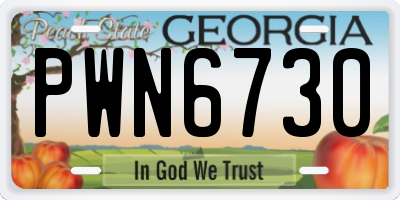 GA license plate PWN6730