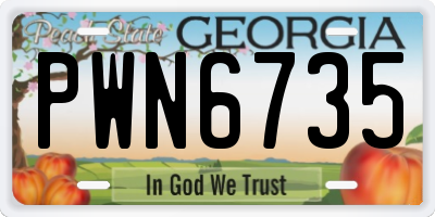 GA license plate PWN6735