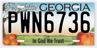GA license plate PWN6736