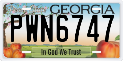 GA license plate PWN6747