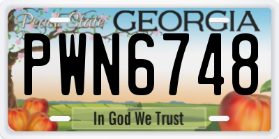 GA license plate PWN6748