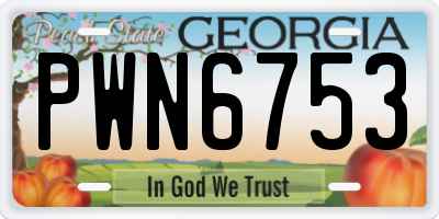 GA license plate PWN6753