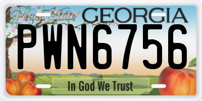 GA license plate PWN6756