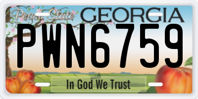 GA license plate PWN6759