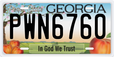 GA license plate PWN6760