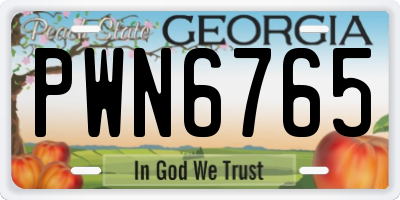 GA license plate PWN6765