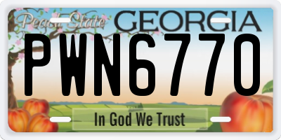 GA license plate PWN6770