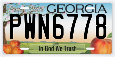 GA license plate PWN6778