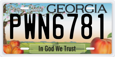 GA license plate PWN6781