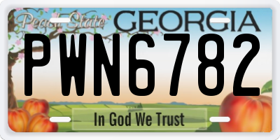 GA license plate PWN6782