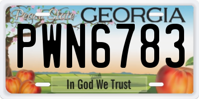 GA license plate PWN6783