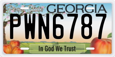 GA license plate PWN6787