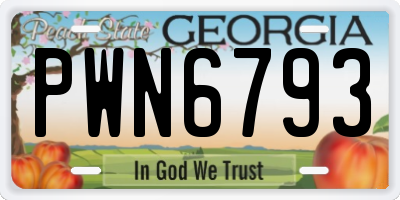 GA license plate PWN6793