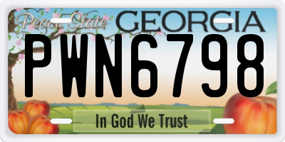 GA license plate PWN6798