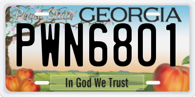 GA license plate PWN6801