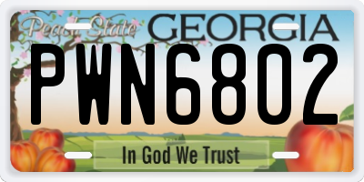 GA license plate PWN6802