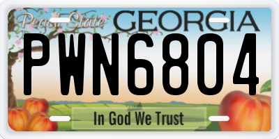 GA license plate PWN6804