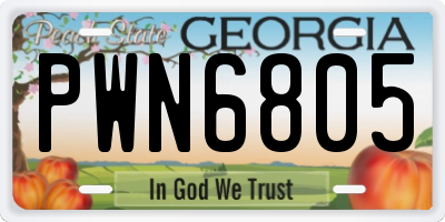 GA license plate PWN6805