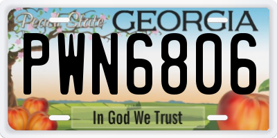 GA license plate PWN6806