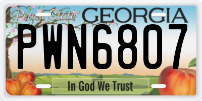 GA license plate PWN6807