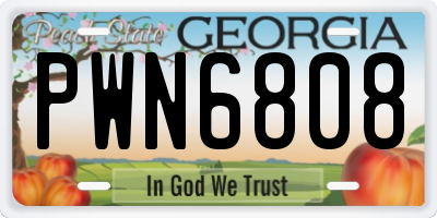 GA license plate PWN6808
