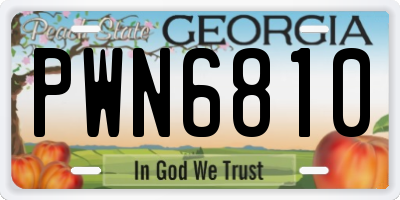 GA license plate PWN6810