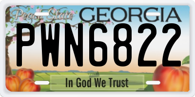 GA license plate PWN6822