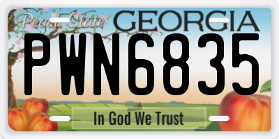 GA license plate PWN6835