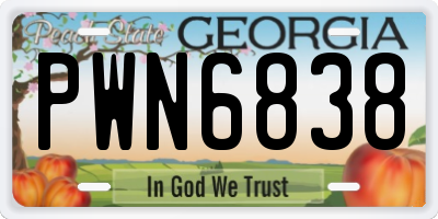 GA license plate PWN6838