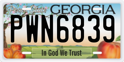 GA license plate PWN6839