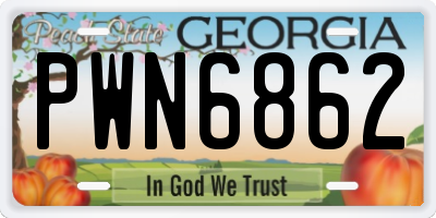 GA license plate PWN6862