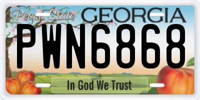 GA license plate PWN6868