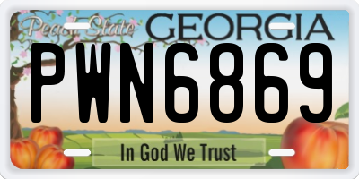 GA license plate PWN6869