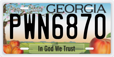 GA license plate PWN6870