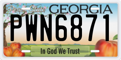 GA license plate PWN6871