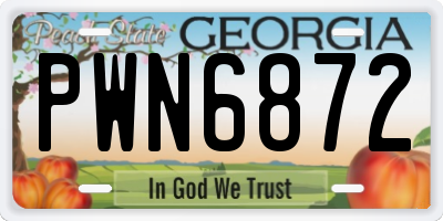 GA license plate PWN6872